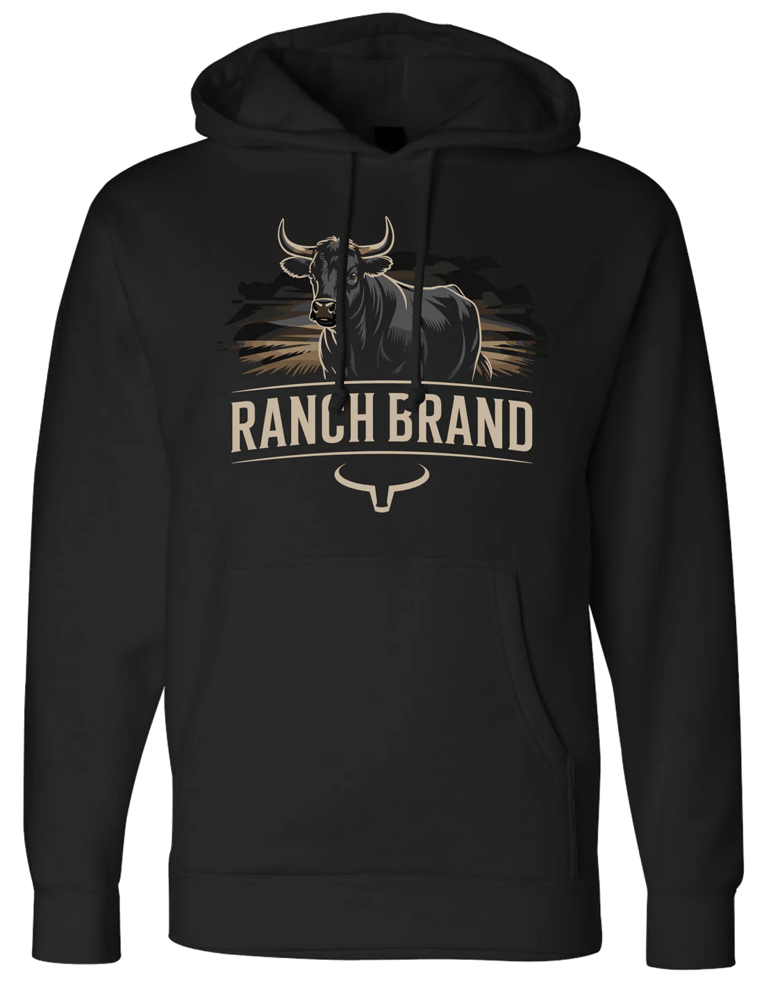 HOODIE RANCH BRAND ANGUS NOIR